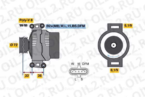 генератор (Bosch 0124555008). Фотогаллерея. генератор (Bosch 0124555008). Фотогаллерея.