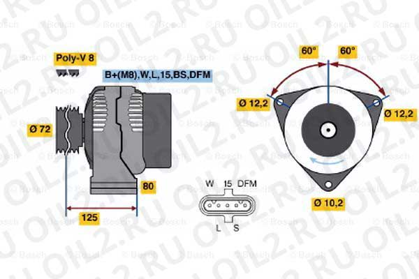 генератор (Bosch 0124555002). Фотогаллерея. генератор (Bosch 0124555002). Фотогаллерея.