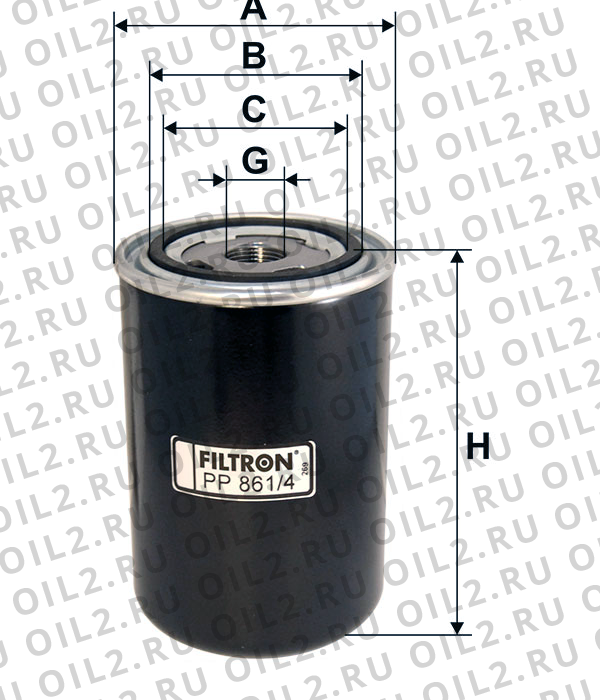 Габаритный чертеж Фильтр FILTRON PP 861/4 Габаритный чертеж Фильтр FILTRON PP 861/4