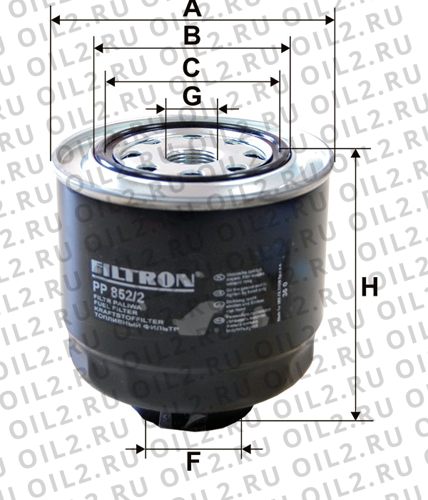 Габаритный чертеж Фильтр FILTRON PP 852/2 Габаритный чертеж Фильтр FILTRON PP 852/2