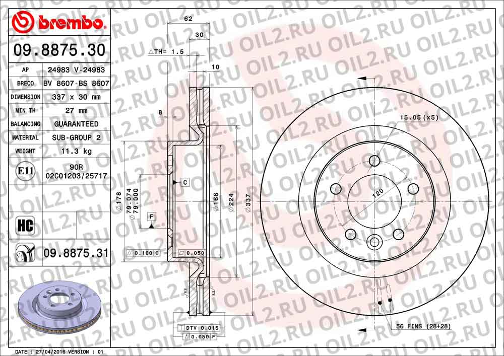  BREMBO 09.8875.30. .