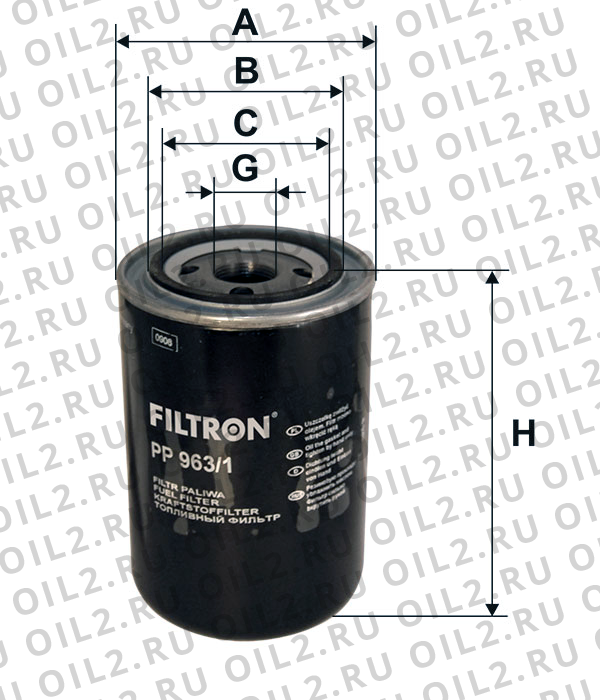 Габаритный чертеж Фильтр FILTRON PP 963/1 Габаритный чертеж Фильтр FILTRON PP 963/1