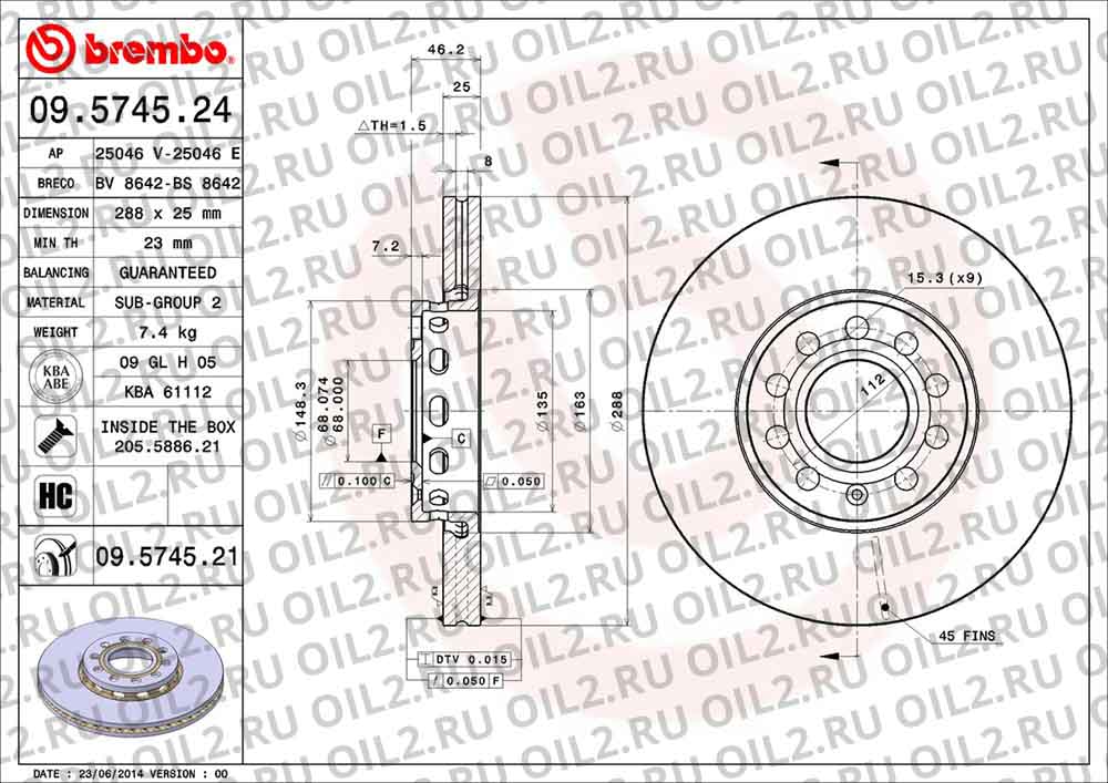  BREMBO 09.5745.21. .