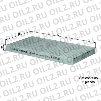 Габаритный чертеж Mahle LAK 444/S Габаритный чертеж Mahle LAK 444/S