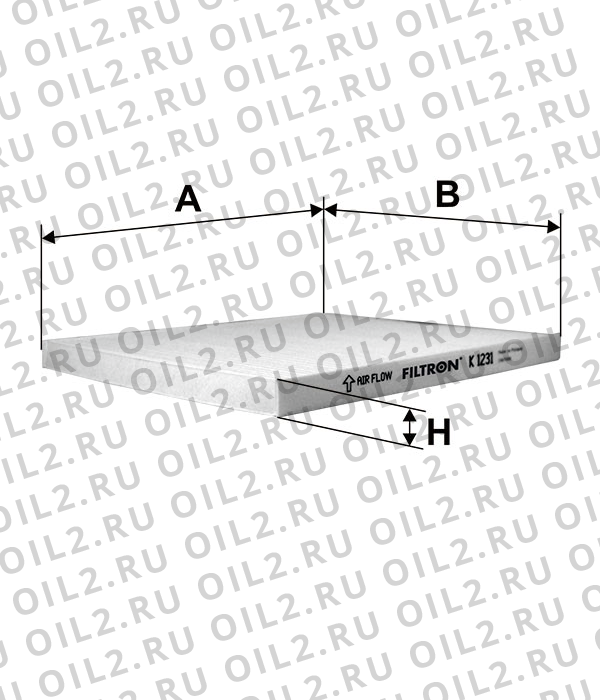 Габаритный чертеж Фильтр FILTRON K 1231 Габаритный чертеж Фильтр FILTRON K 1231