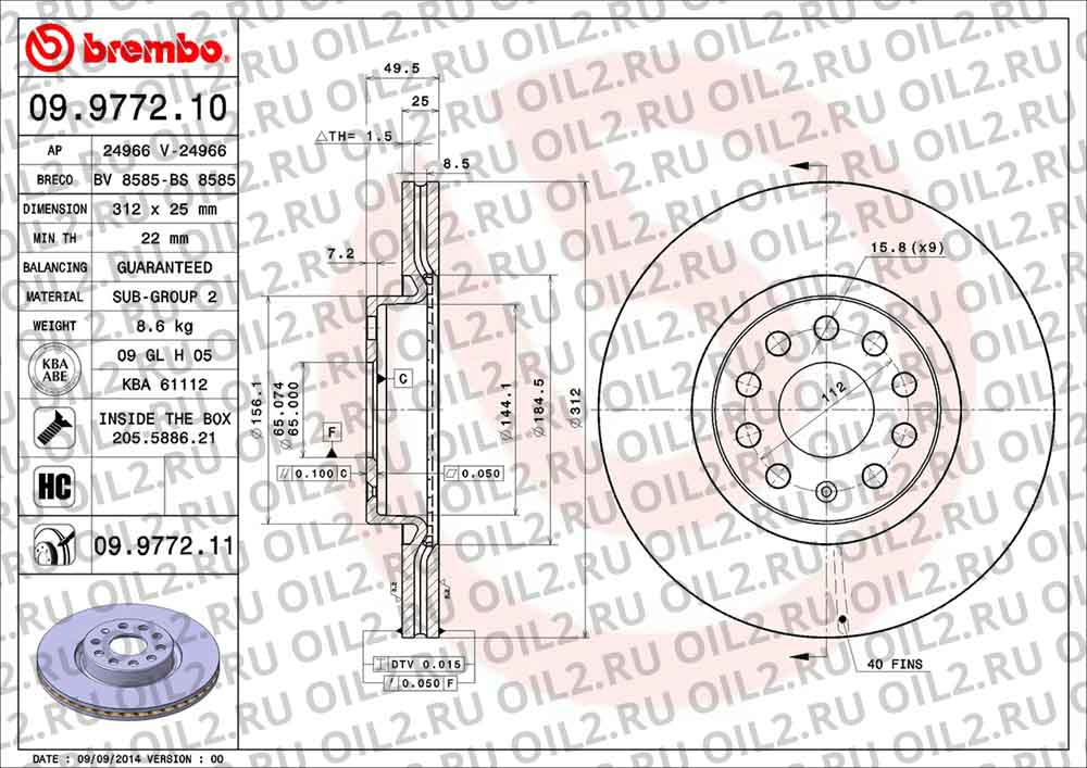  BREMBO 09.9772.10. .