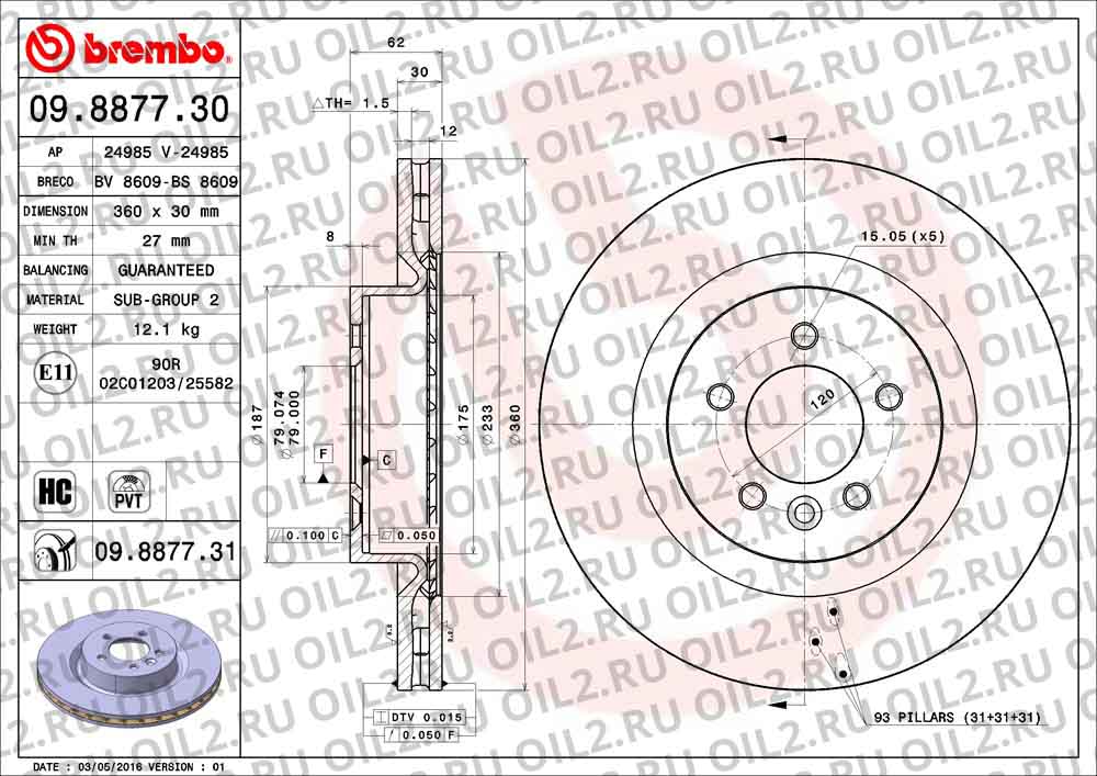  BREMBO 09.8877.30. .