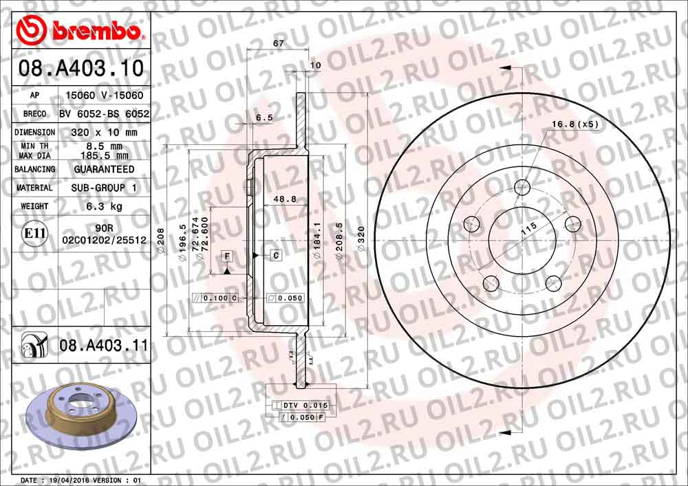  BREMBO 08.A403.11. .