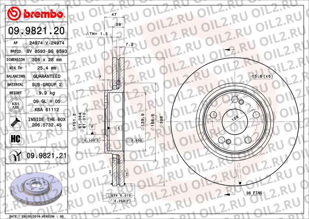  BREMBO 09.9821.21. .