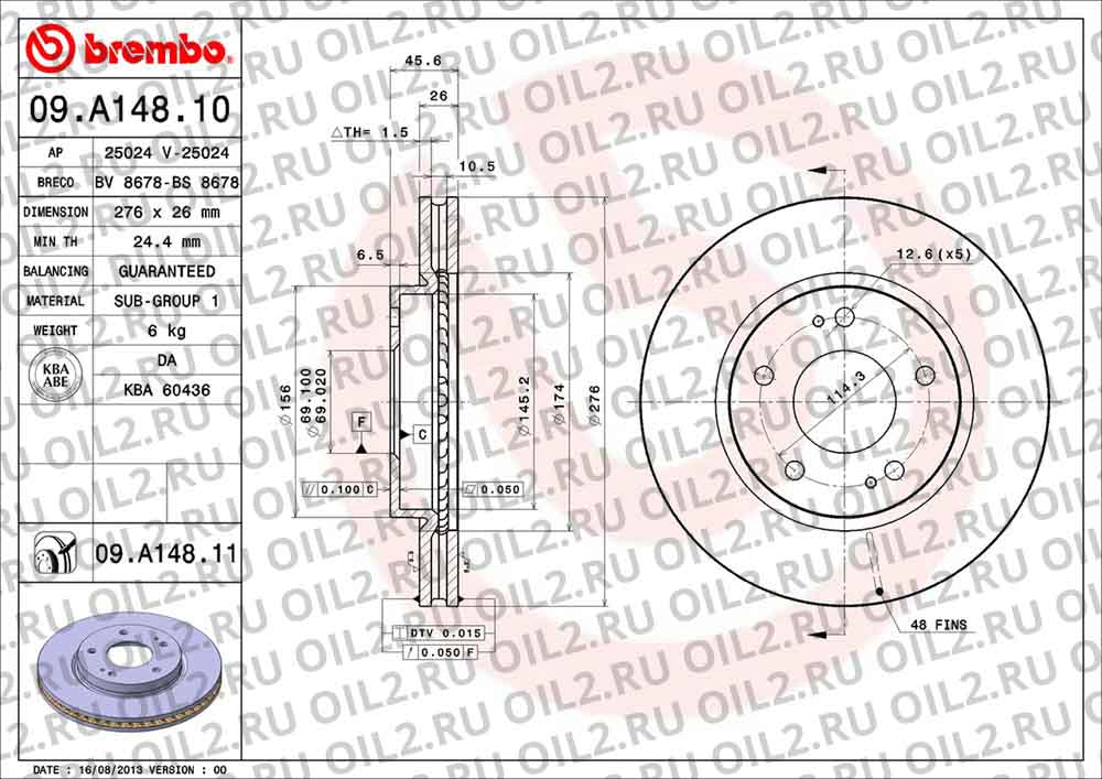  BREMBO 09.A148.10. .