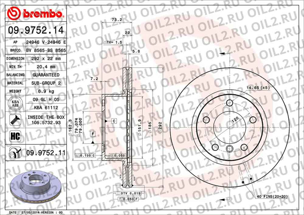  BREMBO 09.9752.14. .