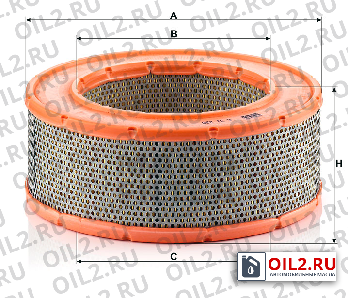 Габаритный чертеж MANN C 31 220 Габаритный чертеж MANN C 31 220