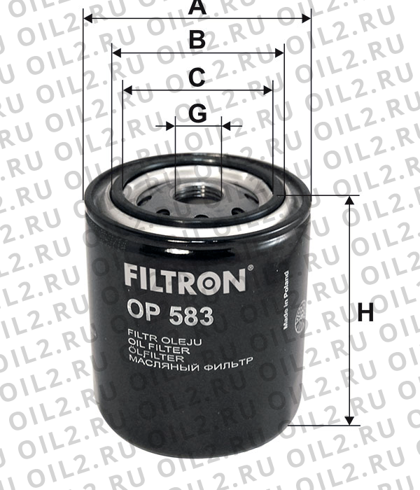 Габаритный чертеж Фильтр FILTRON OP 583 Габаритный чертеж Фильтр FILTRON OP 583