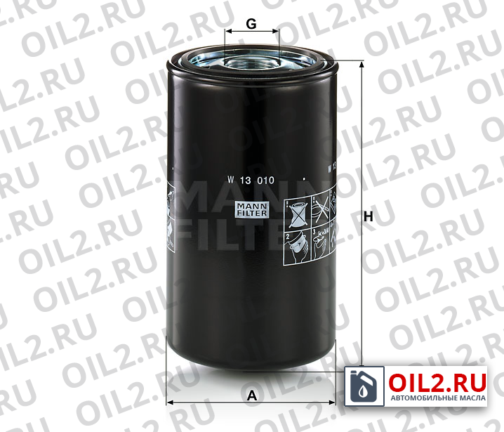 Габаритный чертеж MANN W 13 010 Габаритный чертеж MANN W 13 010
