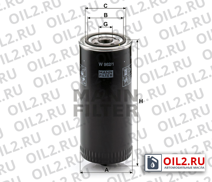 Габаритный чертеж MANN W 962/1 Габаритный чертеж MANN W 962/1