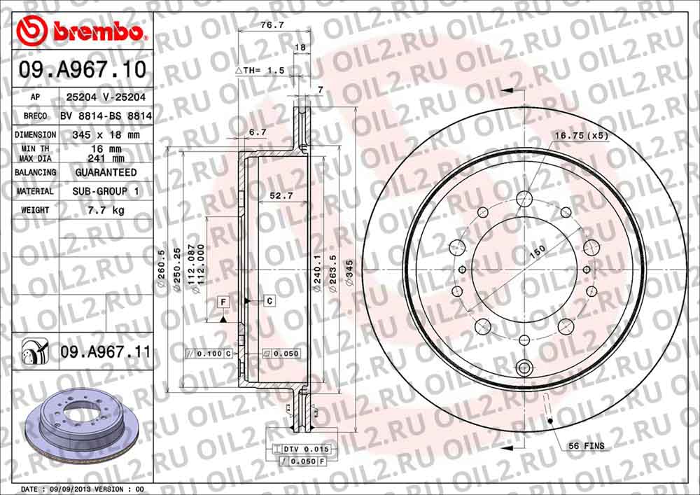  BREMBO 09.A967.10. .