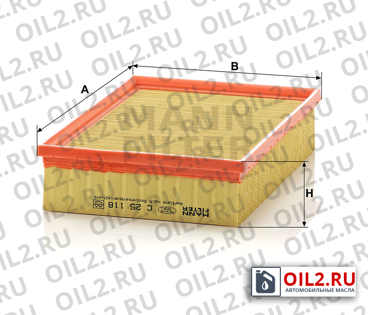 Габаритный чертеж MANN C 25 118 Габаритный чертеж MANN C 25 118