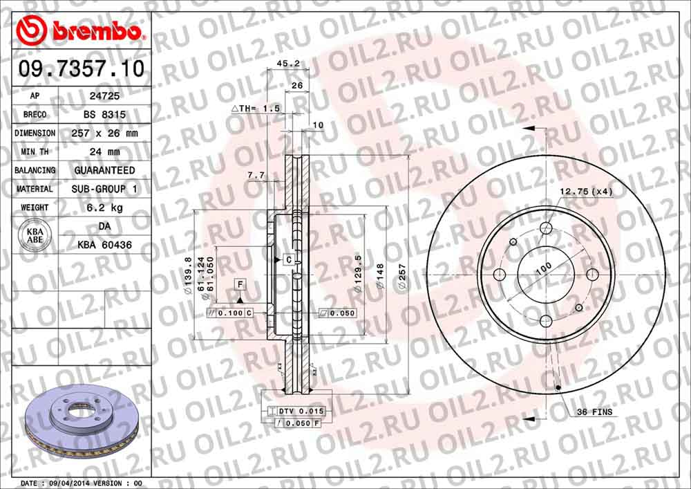  BREMBO 09.7357.10. .