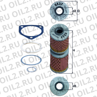Габаритный чертеж Mahle OX 37D Габаритный чертеж Mahle OX 37D