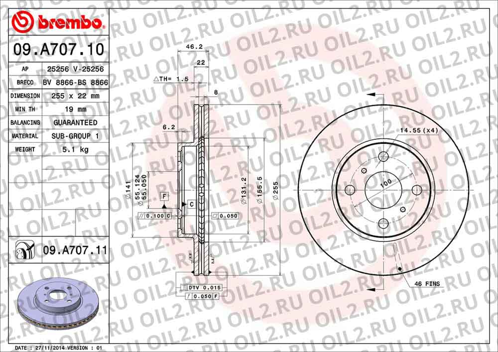  BREMBO 09.A707.11. .