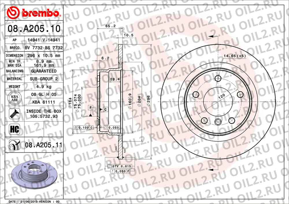  BREMBO 08.A205.10. .