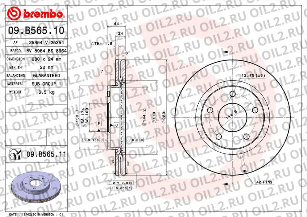  BREMBO 09.B565.10. .