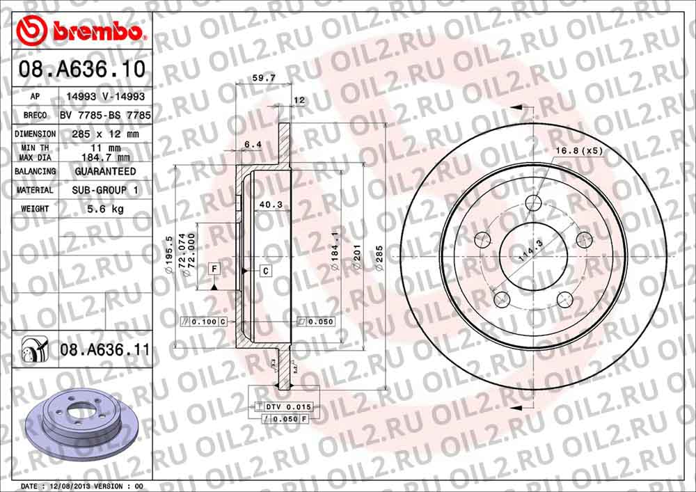  BREMBO 08.A636.10. .