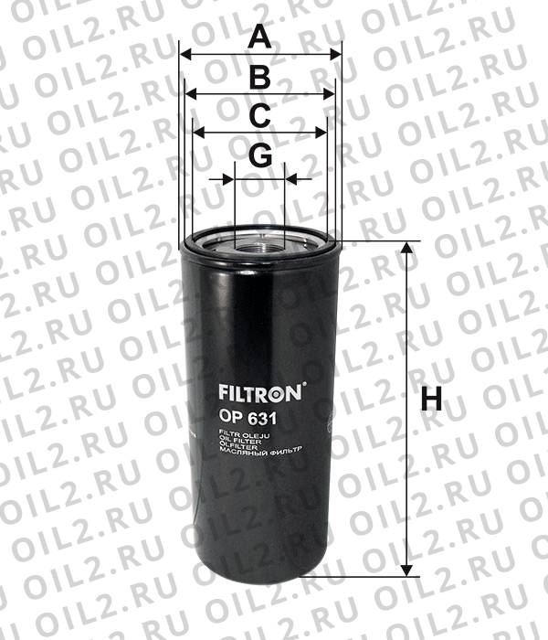 Габаритный чертеж Фильтр FILTRON OP 631 Габаритный чертеж Фильтр FILTRON OP 631