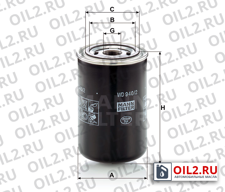 Габаритный чертеж MANN WD 940/2 Габаритный чертеж MANN WD 940/2
