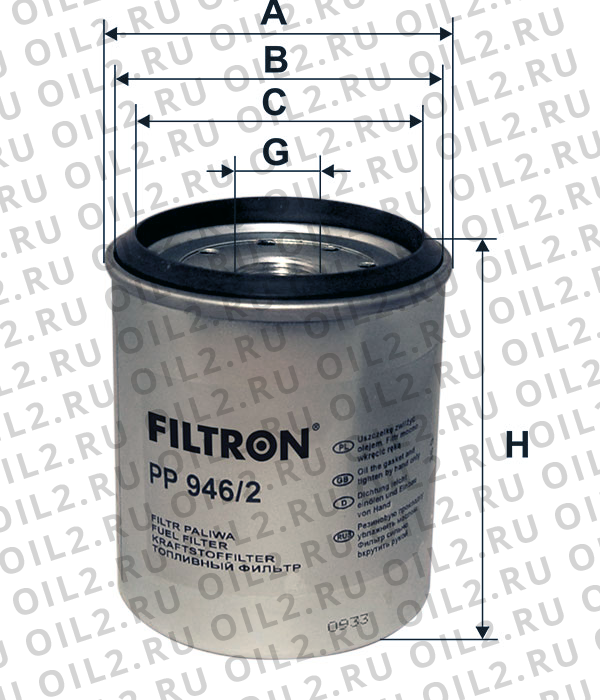 Габаритный чертеж Фильтр FILTRON PP 946/2 Габаритный чертеж Фильтр FILTRON PP 946/2