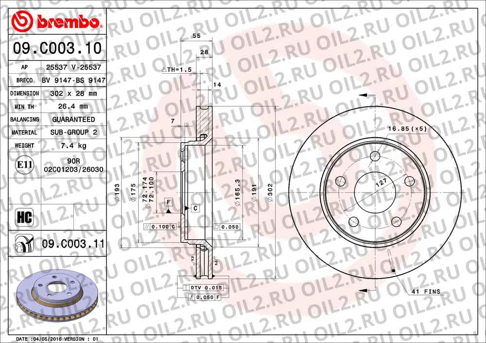  BREMBO 09.C003.11. .