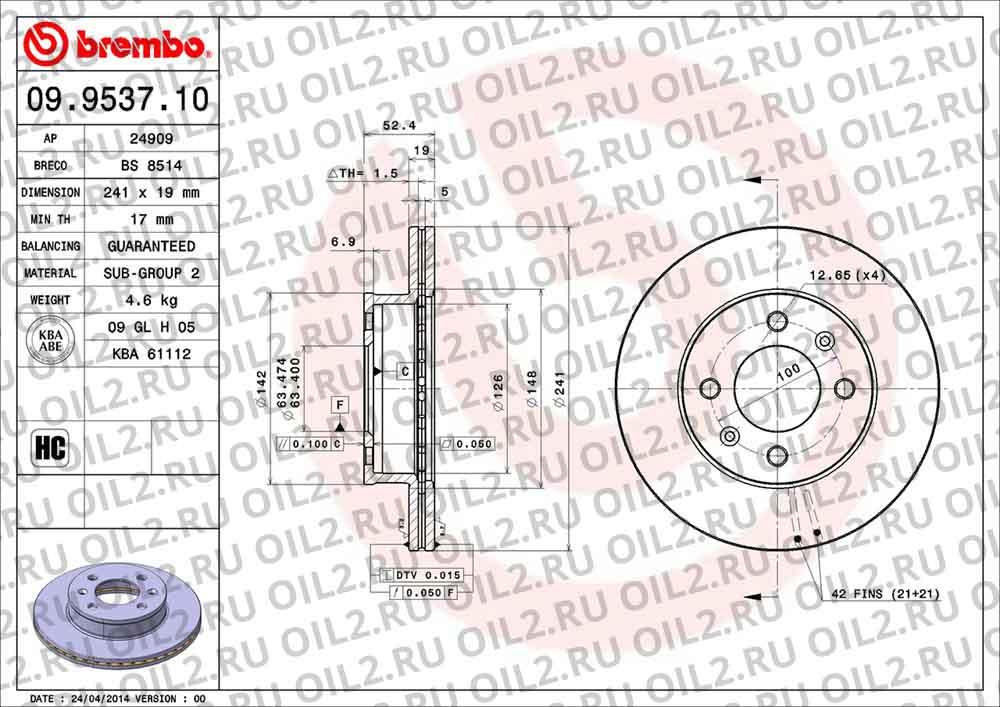  BREMBO 09.9537.10. .