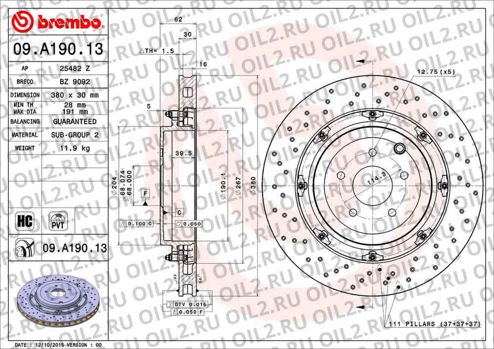  BREMBO 09.A190.13. .