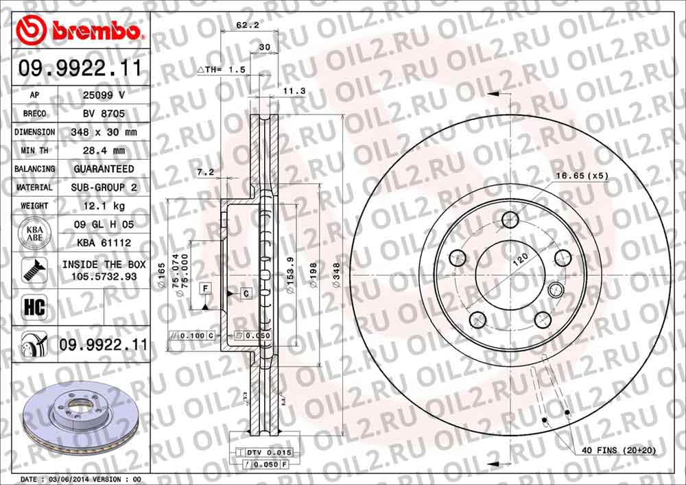  BREMBO 09.9922.11. .