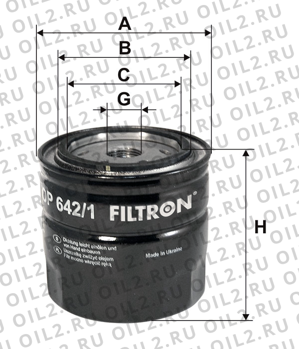 Габаритный чертеж Фильтр FILTRON OP 642/1 Габаритный чертеж Фильтр FILTRON OP 642/1