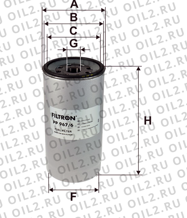 Габаритный чертеж Фильтр FILTRON PP 967/6 Габаритный чертеж Фильтр FILTRON PP 967/6