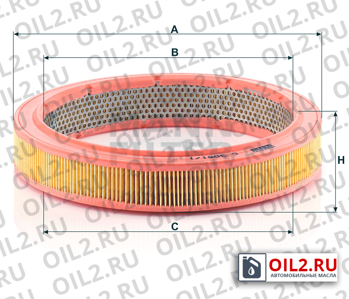 Габаритный чертеж MANN C 3051/1 Габаритный чертеж MANN C 3051/1