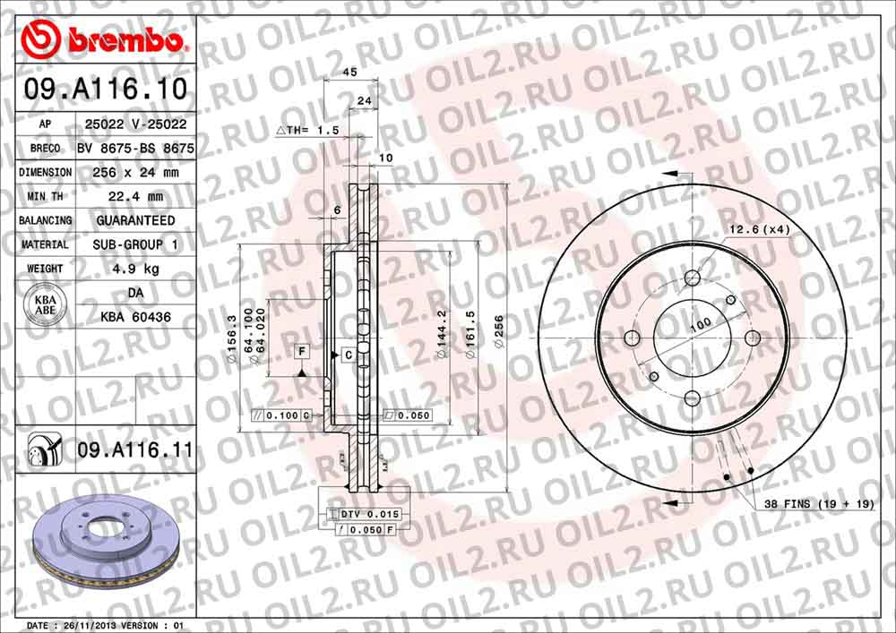  BREMBO 09.A116.10. .