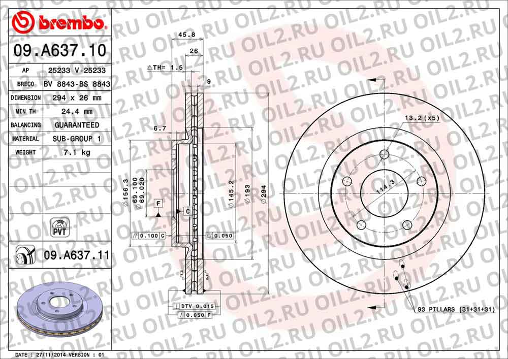  BREMBO 09.A637.11. .