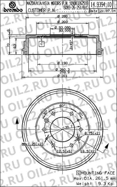  BREMBO 14.9394.10. .