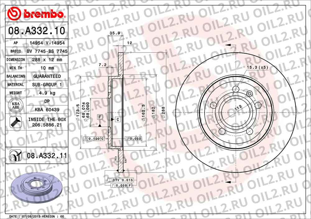  BREMBO 08.A332.11. .