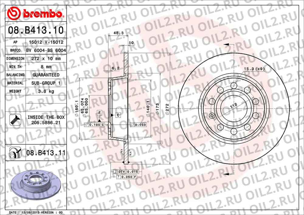  BREMBO 08.B413.11. .