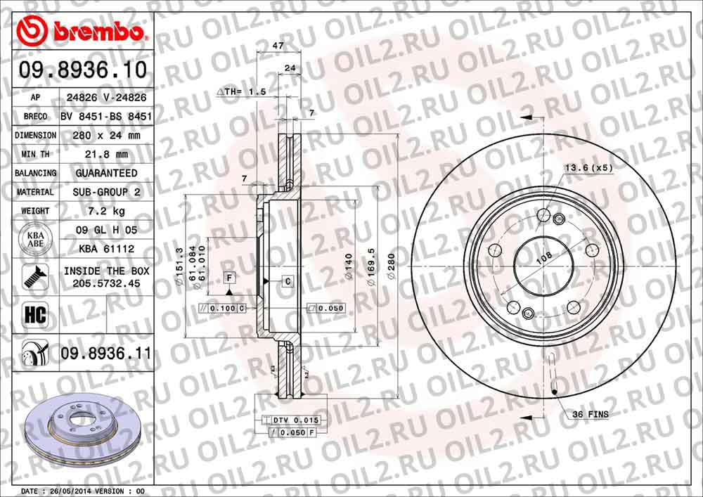  BREMBO 09.8936.10. .