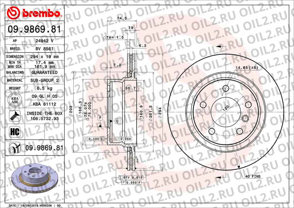  BREMBO 09.9869.81. .