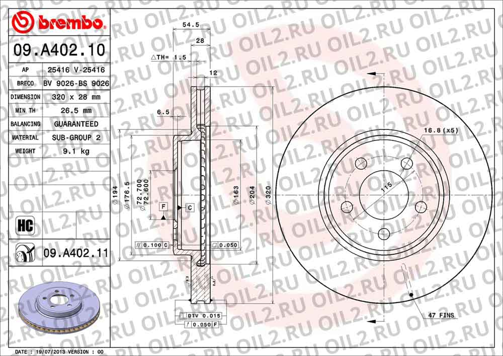  BREMBO 09.A402.10. .