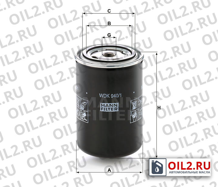 Габаритный чертеж MANN WDK 940/1 Габаритный чертеж MANN WDK 940/1