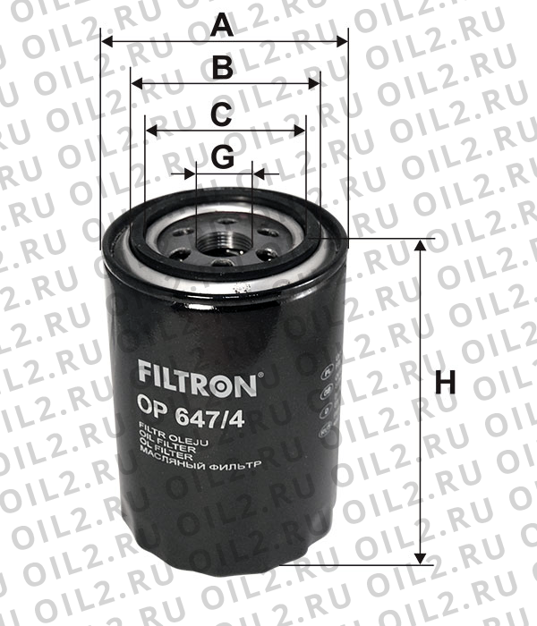 Габаритный чертеж Фильтр FILTRON OP 647/4 Габаритный чертеж Фильтр FILTRON OP 647/4
