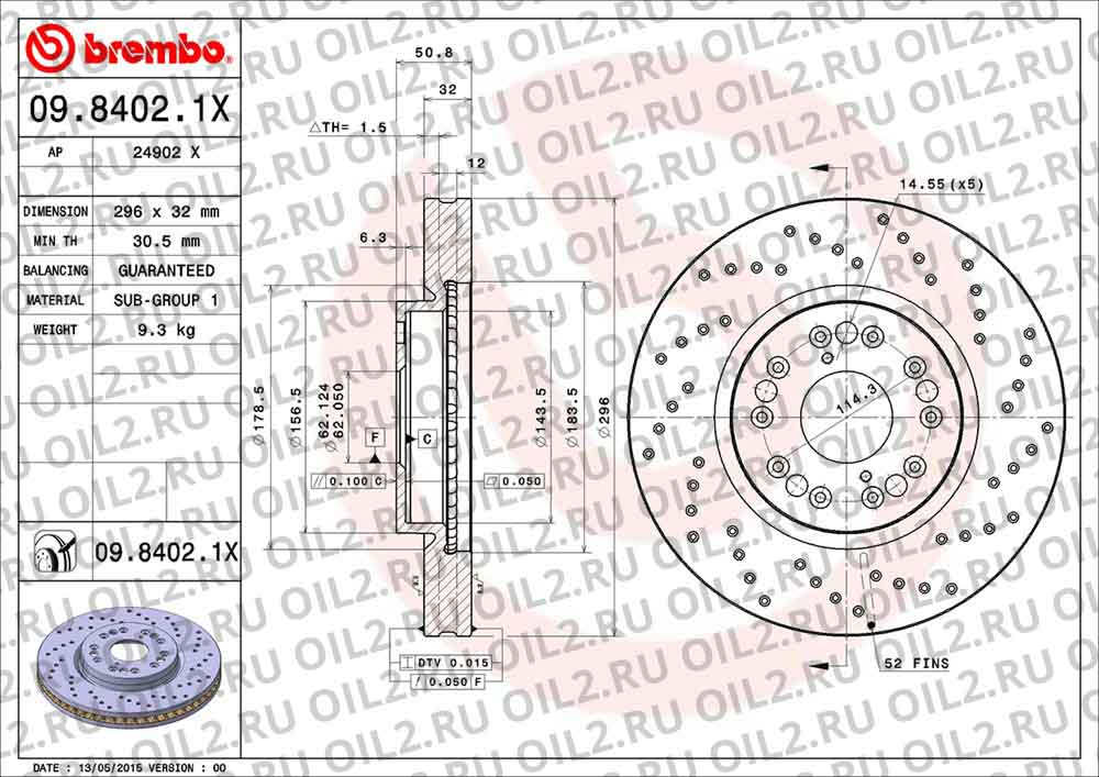 Brembo Xtra BREMBO 09.8402.1X. .