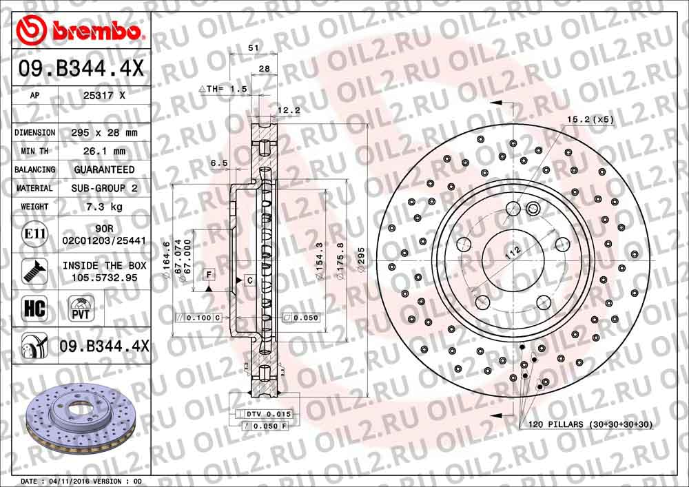 Brembo Xtra BREMBO 09.B344.4X. .