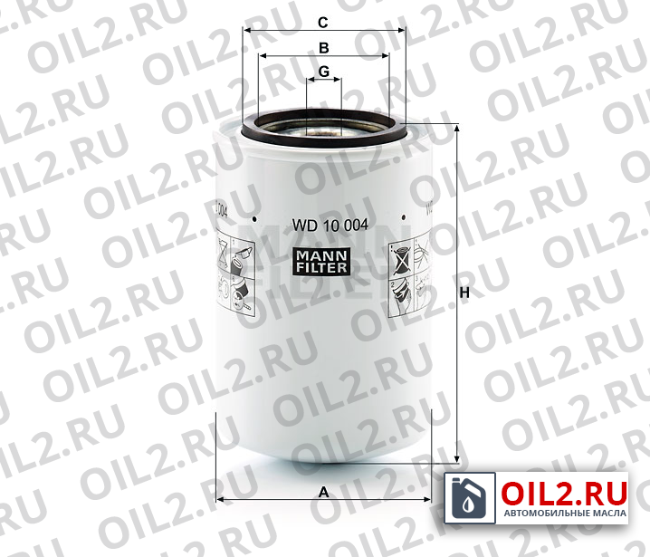 Габаритный чертеж MANN WD 10 004 Габаритный чертеж MANN WD 10 004
